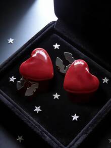 Bộ 1/2 cúc áo họa tiết hình trái tim thanh lịch, cúc áo sơ mi, cúc bấm, bộ vòng tay pha lê thời trang, thích hợp để trang trí vest và váy cưới. - Đỏ - Xem 4