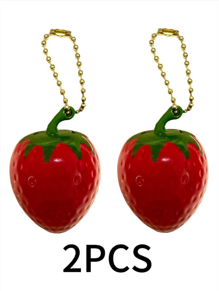 [Free Shipping]2pcs Adorable Strawberry Lighter Keychain & Keyring Charm – Detachable Metal Chain, Anti-Lost, Great For Bags, Keys, Backpack Decor, Christmas Stocking Stuffers (Butane Not Included) - 2 cái - Xem 1