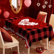 1/20 piezas Mantel con estampado de corazón y flor de rosa, cubierta de mesa de poliéster suave adecuada para fiesta festiva, cena, Día de San Valentín, decoración de boda, aplicable para el hogar, la cocina, el comedor, la mesa del jardín, fácil de limpiar - Multicolor - Ver 12