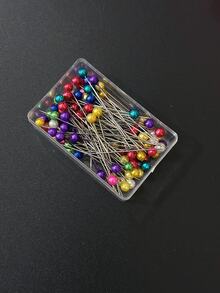 100 peças/Caixa Alfinetes com Lantejoulas Coloridas/Alfinetes de Contas DIY/Alfinetes com Cabeça Grande Coloridos/Alfinetes de Fixação Coloridos (Aproximadamente 4cm de Comprimento, Branco/Preto/Verde/Azul/Rosa/Magenta/Amarelo/Vermelho/Cores Mistas) - Multicolorido - Visão 13