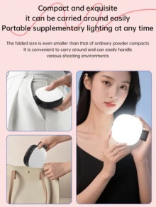 Mirror Design Magnetic Phone Selfie Ring Light With Mirror, Extendable Foldable Mini LED Fill Light, Dimmable Portable Lamp For Live Streaming/Video Recording/Makeup/Vlogging For Women's Day Gift - Type a - View 9