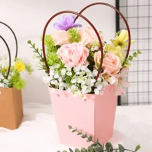 10个粉色牛皮纸礼品袋，防水加厚包装袋，适用于节日礼品盒、鲜花包装、花束包装、玫瑰花束、花篮、节日礼品包装、鲜花礼品包装袋等。 - 彩色 - 查看 2