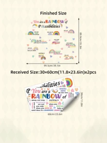 1张彩虹主题彩色励志标语墙贴，可移除哑光自粘墙贴，适用于客厅、卧室、儿童房、家居装饰、春季装饰，为您的家增添活力，Rama装饰贴纸礼品，生日/毕业礼物 - 彩色 - 查看 7