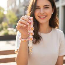 1pc Flower Chrysanthemum Wrist Strap Small Daisy Key Chain Hand Woven Key - A - View 10