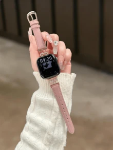 新款蝴蝶结皮革表带，适用于 38/40/41/42/44/45/46/49 毫米表盘，兼容 Ultra/SE11/10/9/8/7/6/5/4/3/2/1 系列表带 - 粉紅玫 - 查看 2