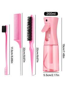 4pcs Slick Back Hair Brush Set With Hair Spray Bottle, Edge Brush Hair Brush Rat, Tail Comb Teasing Brush For Smoothing Baby Hair & Flyaways, Hair Brush, Comb, Hair Tools, Hair Products And Accessories For Barber Salon Beauty Travel Essentials,Back To School,Travel Holiday Essentials,Hair Accessories For Women,Brush,Hair Brushes,Edge Brush,Brush Hair,Hair Comb,Comb Hair,Detangling Brush,Ball Brush,Mini Hair Brush,Hair Brush Set,Wooden Comb,Hair Brush, Brush, Comb, Slick Back Brush, Hairbrush, Edge Brush, Brush Hair, Hair Comb, Hair Brush Set, Comb Hair, Mini Hair Brush, Detangling Brush, Hair Brushes,Hair, Accessories, Hair Products, Hair Tools, Hair Stuff, Hair Care, Curly Hair Brush, Barber, Barber Accessories, Hairdressing Equipment,Travel Essentials,Travel Essential,Hairstyle,Hairdressing - 黑色 - 查看 4