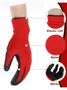 1/3/6/12 pares de guantes de trabajo de jardinería de doble capa, guantes tejidos sin costuras recubiertos de poliuretano, con recubrimiento de poliuretano en las palmas y los dedos para un agarre suave, adecuados tanto para hombres como para mujeres, ideales para tareas generales de jardinería. - Multicolor - Ver 5