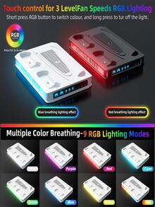 P5/P5 Digital/P5 Pro/Slim 游戏机散热底座 - 双手柄快速充电底座，配备三速涡轮风扇、9 种模式 RGB LED 灯、游戏光盘收纳、耳机支架、DIY 定制设计、安全螺丝固定、垂直支架和游戏设备整理器。是游戏机的理想电子配件，也是送给游戏玩家和男士的绝佳玩具和圣诞礼物。 - 彩色 - 查看 4