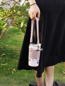 1 szt. Uroczy kociak ze sztucznej skóry, pokrowiec na kubek do herbaty i mleka, podróżny, antypoślizgowy i termoizolacyjny, odpowiedni do biura, domu lub użytku na zewnątrz - Wielokolorowe - Zobacz 5