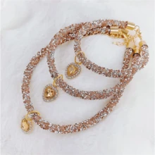 Vòng cổ cho mèo đính đá pha lê hình trái tim, mặt dây chuyền đá quý, dây chuyền đính đá lấp lánh có thể điều chỉnh, phụ kiện thú cưng cho mèo con, chó Chihuahua, đám cưới. - Đỏ - Xem 5