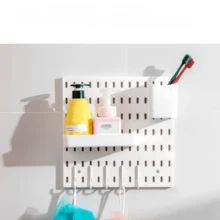1件装壁挂式洞洞板收纳架，带挂钩和配件，适用于厨房、卧室、浴室、书房、手工室、办公室、宿舍等场所，钢结构，家居装饰 - 彩色 - 查看 16