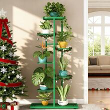SHENGMAO--2/3/4/5/6-7Tier Plant Stand, Iron Flower Stand,Heavy-Duty Metal Frame, Metal Flower Stand, High-Angle Multi-Tier Plant Rack, Indoor/Outdoor Flower Pot Display Stand. Crafted From Iron With A Sleek, Minimalist Design For Easy Disassembly. This Versatile Stand Fits Seamlessly In Living Rooms, Entryways, Offices, Or Outdoor Patios And Gardens. Available In Multiple Colors. - 7 lớp màu lục lam - Xem 1