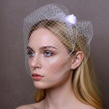 1 Stück eleganter vintage Gesichtsschleier mit 3D Blumen Dekor & leichtem transparentem Tüll, geeignet für Fotoshootings, Bankette, Ball Party Accessoire - Verschiedenfarbig - Übersicht 3