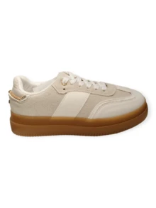 SNEAKERS BASSI IN PELLE SINTETICA E TESSUTO - White - View 4
