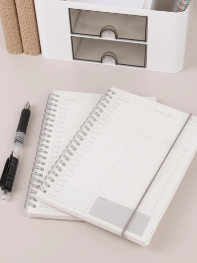 1pc Minimalist Planner Notebook, Time Management Spiral Bound Self-Discipline Tracker Daily Planner, PP Semi-Transparent Cover Journal