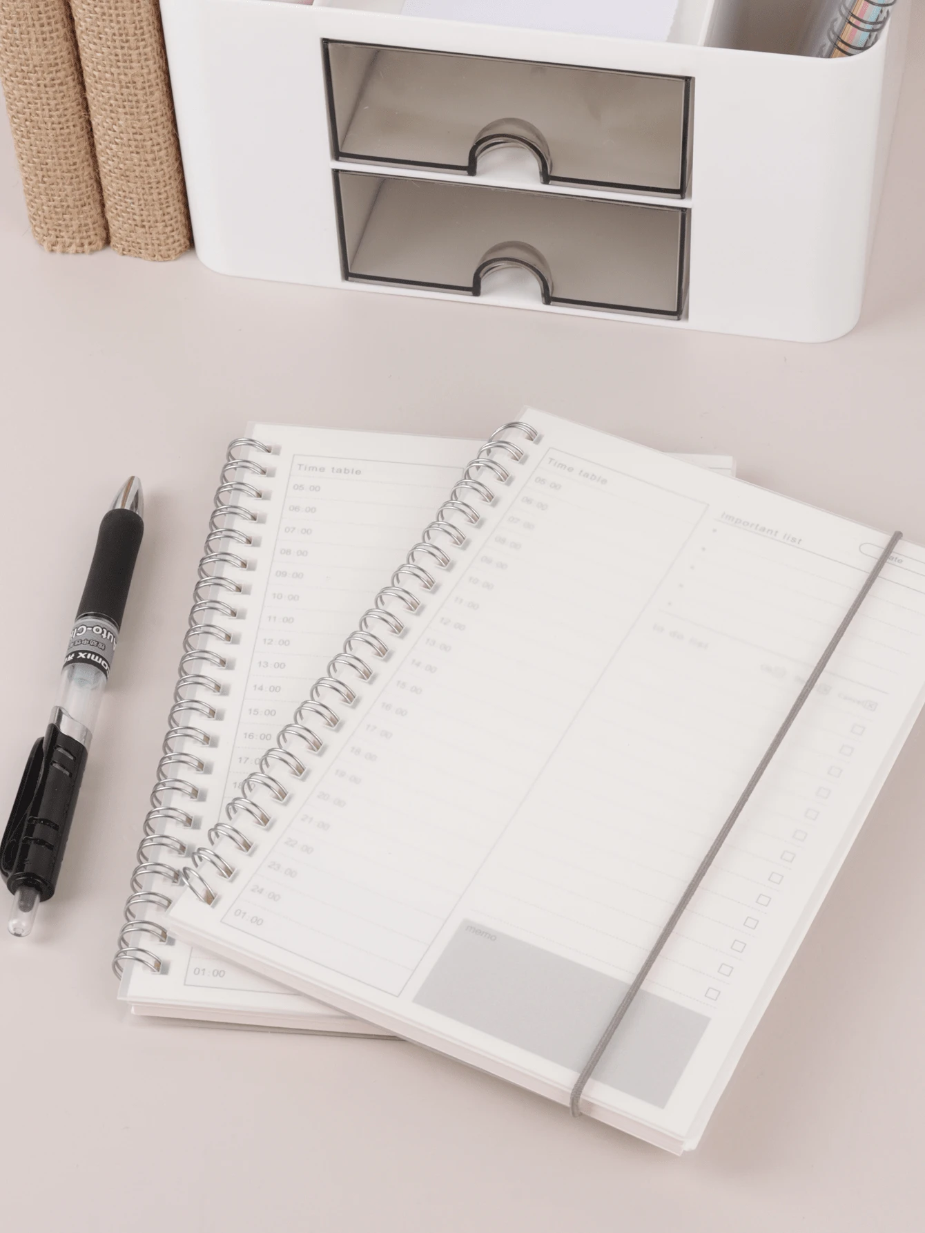 1 cuốn sổ tay lập kế hoạch tối giản, sổ tay quản lý thời gian, gáy xoắn, sổ theo dõi kỷ luật cá nhân, bìa bán trong suốt PP. - trắng - Xem 1