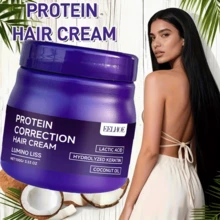 3pcs Protein Hair Straightening Cream, Containing Coconut Oil And Glycerin, Moisturizes And Hydrates, Prevents Hair From Drying Out, Makes Hair Smooth, Provides Long-Lasting Hair Straightening Effect And Lasts For A Long Time,Collagen Hair Mask,Keratin Hair Care Balance Hair Mask For Healthy Scalp - 正裝 - 查看 4