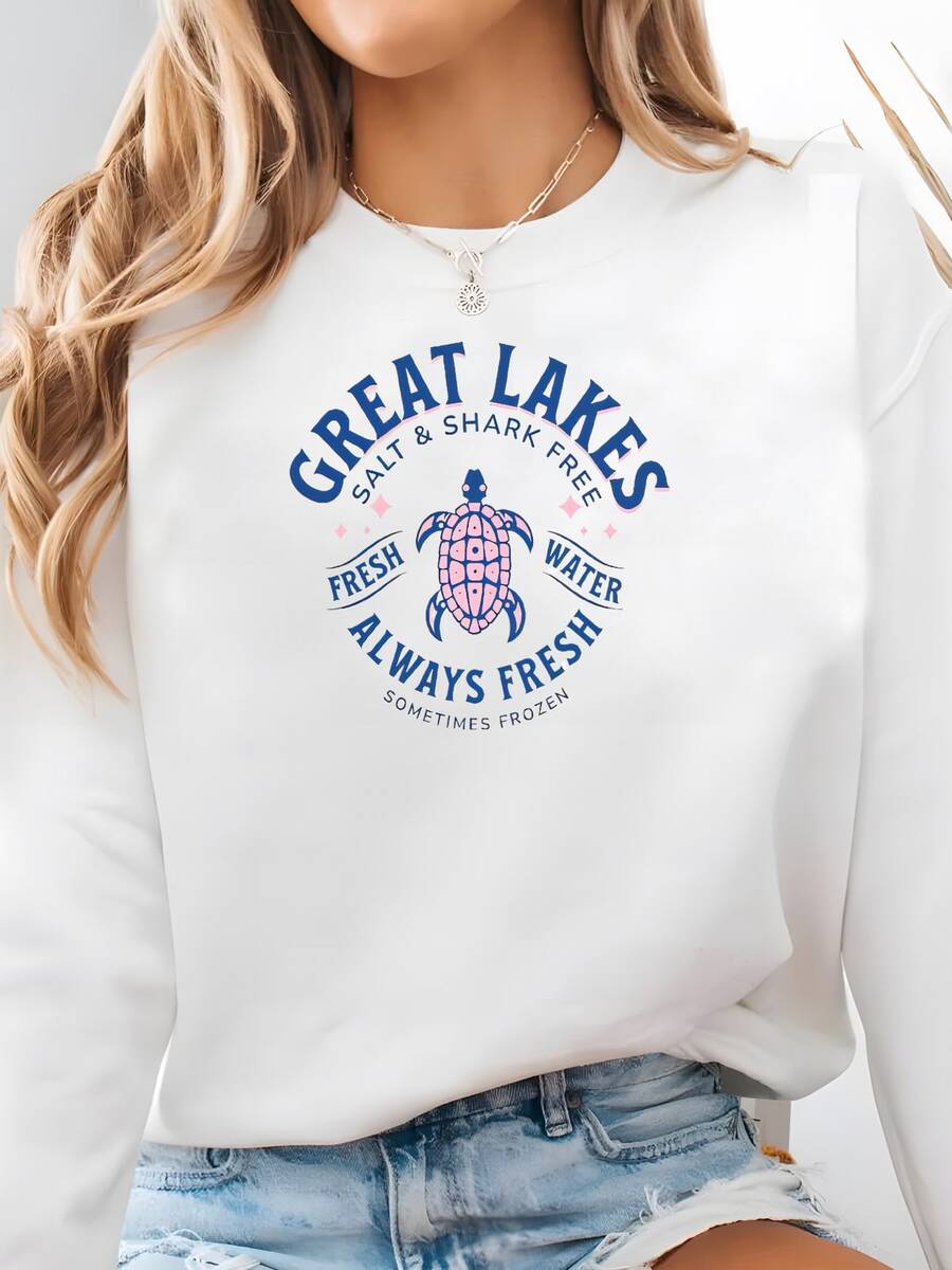 Hombres Great Lakes Coffee Mug Always Fresh Sometimes Frozen Sea Turtle Salt & Shark Free Sweatshirt - White - View 1