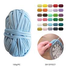 100克/卷 T恤纱线，弹性织物针织纱线，适用于DIY，细带纱线，粗针织纱线，适合手工DIY毯子、垫子、钩针编织项目、家居装饰 - 彩色 - 查看 13