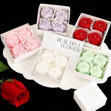 1 Box/4pcs, Candles, Rose Shaped Aromatherapy Candles, Valentine's Day Decoration Candles, Creative Photo Props, Home Decoration Ornaments, Wedding Decoration Candles, Birthday Gifts - Multicolor - View 11