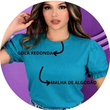 Modern Women's Blouse With Puff Sleeve - Blue - View 2