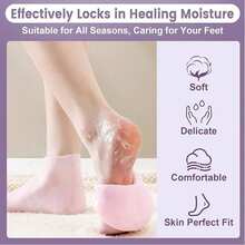 1 Pair Of Silicone Moisturizing Socks - High Elastic Aloe Soothing Anti Slip Gel Heel, Night Home Foot Care, Softening And Moisturizing, No Shoes To Wear, Soft Texture, Women's Moisturizing Anti Crack Sole Socks, For Dry Heels - Foot Care 1GPU - Hồng - Xem 11