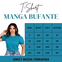 Modern Women's Blouse With Puff Sleeve - Blue - View 4