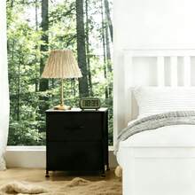 Small Nightstand With 2 Storage, 2-Drawer Compact End Table (20" Height) With Premium Wooden Top & Durable Fabric Storage Drawers, Multipurpose Dresser/Bedside Table For Bedroom, Sturdy Space-Saving Storage Cabinet For College Dorm Room, Slim Side Table With Smooth-Glide Drawers For Closet/Entryway, Easy-Assemble Wooden Top Fabric Night Stand For Small Spaces, Functional Storage Furniture For Guest Room/Studio Apartment, Cute & Practical 2-Drawer End Table For Bedroom Organization, Lightweight Yet Sturdy Nightstand For Teenagers' Room, 20 Inch Tall Small Dresser With Fabric Drawers For Narrow Spaces, Multipurpose Bedside Storage Table For Organizing Books, Phones & Small Items, High-Quality Wooden Top Nightstand With Fabric Storage For Home & Dorm Use - 黑色 - 查看 4