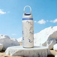 32 Oz Water Bottle Cup Boneyard Vacuum Water Bottle Drinkware Tumbler Stainless Steel Thermal Mug Original Cold Hot Cup OwalaFreeSip - 絲帶藍白色 - 查看 3