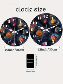 1个10英寸/12英寸太阳系行星挂钟 - 静音无滴答声，现代太空装饰，星系图案，可选颜色：蓝色、紫色、粉色、橙色、棕色、金色 - 电池供电（不含电池），适用于客厅、卧室、办公室、教室 - 理想的天文爱好者生日/圣诞礼物，家居装饰，星空主题，高品质工艺，生日礼物 - 彩色 - 查看 6