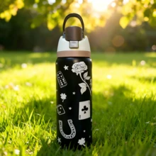 32 Oz Water Bottle Cup Boneyard Vacuum Water Bottle Drinkware Tumbler Stainless Steel Thermal Mug Original Cold Hot Cup OwalaFreeSip - Thẻ đen - Xem 1