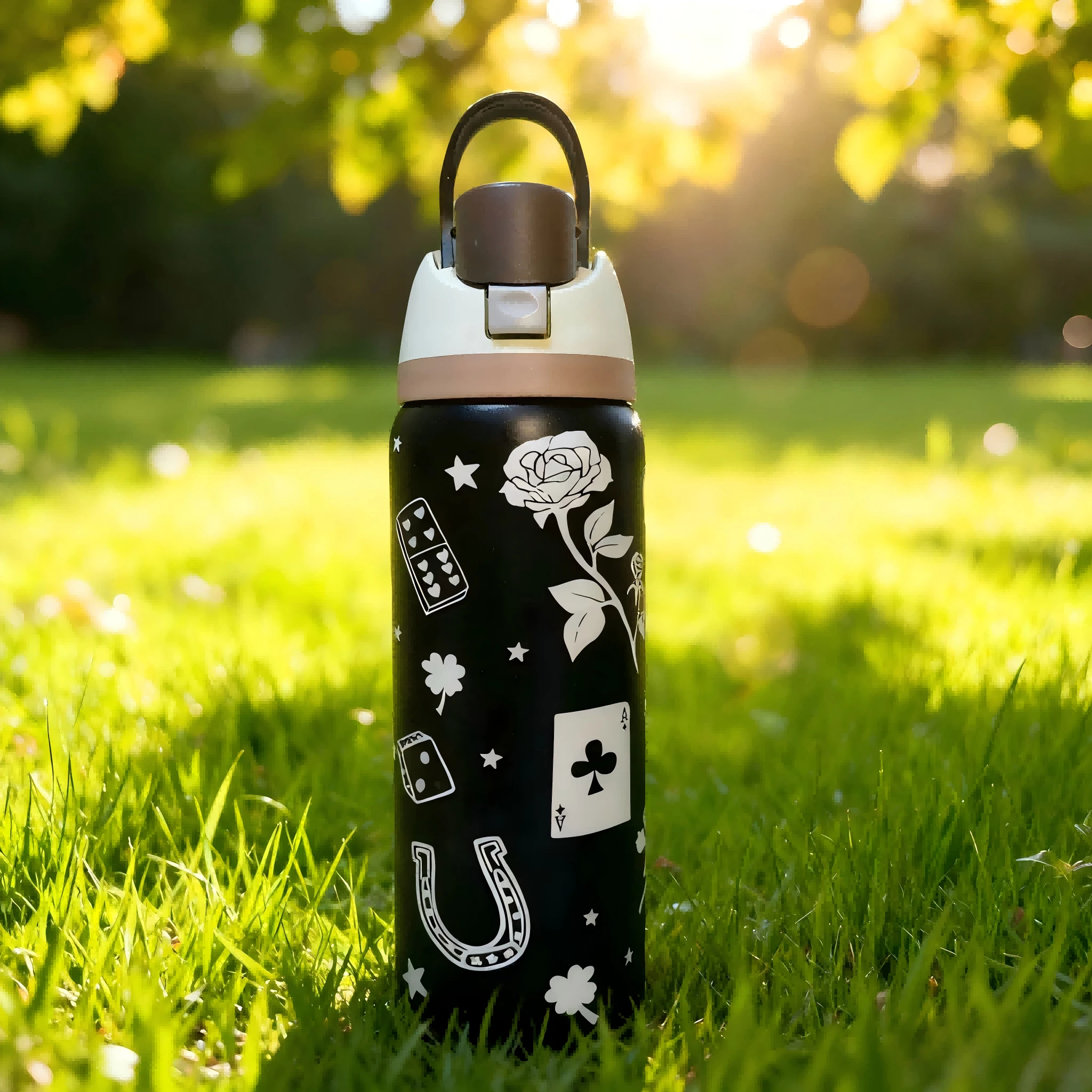 32 Oz Water Bottle Cup Boneyard Vacuum Water Bottle Drinkware Tumbler Stainless Steel Thermal Mug Original Cold Hot Cup OwalaFreeSip - Thẻ đen - Xem 1