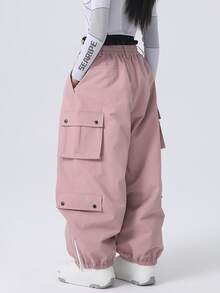 1pc Unisex Thick Ski Pants - Loose Fit Winter Ski Gear, Reinforced Structure, Suitable For Skiing, Snowboarding And Outdoor Activities - Cold-Resistant (Hand Wash) - Fit For Men, Women And Teenagers. - Watermelon Pink - View 10