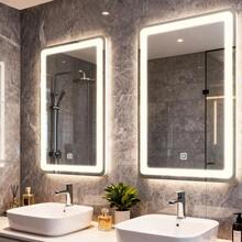 Espejo de baño táctil inteligente led, equipado con teclas táctiles de un clic y tres ajustes libres de temperatura de color, interruptor libre, montado en la pared, horizontal o vertical, 50 cm x 70 cm, adecuado para duchas, guardarropa, dormitorios, etc. - Blanco - Ver 9