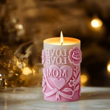 Molde de silicona en forma de globo de amor cilíndrico para velas DIY, molde de silicona en forma de flor de peonía y globo de amor para manualidades con resina, yeso, arcilla, decoración del hogar y regalos festivos - Blanco - Ver 7