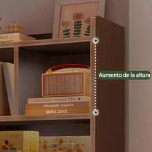 Librero Minimalista Moderno De Multifuncional De 4 Niveles Estantes,Estante Decorativo Multifuncional con Repisas Amplias,para La Vida En El Hogar - Marrón oscuro - Ver 4