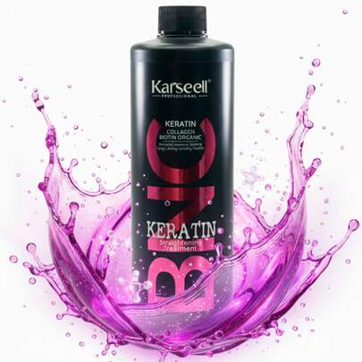 KARSEELL Keratin 500ml Professional Straightening Treatment With Wheat Proteins, Argan Oil, And Botanical Extracts. Nourishes, Hydrates, Repairs, Shines, Mirror Finish, Softness, And Anti-Frizz. Visible Results For 6 Months. 500ml
