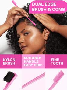 4pcs Slick Back Hair Brush Set With Hair Spray Bottle, Edge Brush Hair Brush Rat, Tail Comb Teasing Brush For Smoothing Baby Hair & Flyaways, Hair Brush, Comb, Hair Tools, Hair Products And Accessories For Barber Salon Beauty Travel Essentials,Back To School,Travel Holiday Essentials,Hair Accessories For Women,Brush,Hair Brushes,Edge Brush,Brush Hair,Hair Comb,Comb Hair,Detangling Brush,Ball Brush,Mini Hair Brush,Hair Brush Set,Wooden Comb,Hair Brush, Brush, Comb, Slick Back Brush, Hairbrush, Edge Brush, Brush Hair, Hair Comb, Hair Brush Set, Comb Hair, Mini Hair Brush, Detangling Brush, Hair Brushes,Hair, Accessories, Hair Products, Hair Tools, Hair Stuff, Hair Care, Curly Hair Brush, Barber, Barber Accessories, Hairdressing Equipment,Travel Essentials,Travel Essential,Hairstyle,Hairdressing - 黑色 - 查看 10