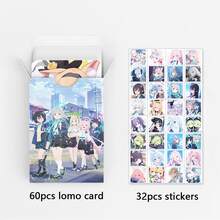 蓝色60张Lomo卡片+32张贴纸，盒装高清照片卡，Lomo卡片，粉丝周边商品，情人节礼物，小礼物 - 彩色 - 查看 2