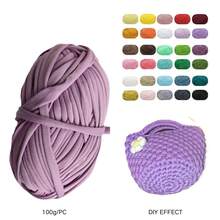 100克/卷 T恤纱线，弹性织物针织纱线，适用于DIY，细带纱线，粗针织纱线，适合手工DIY毯子、垫子、钩针编织项目、家居装饰 - 彩色 - 查看 4