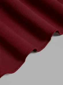 女士纯色简约荷叶边下摆半身裙 春季 - 酒紅色 - 查看 6