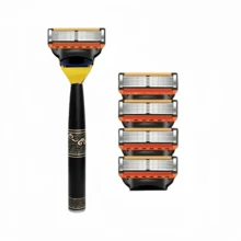 Classic Temperament Men'S Lady Manual Shaver, 6-Layer Replaceable Blade, Shaver Set, Leg Scraper, Armpit Scraper, Chest Scraper - Orange - View 8
