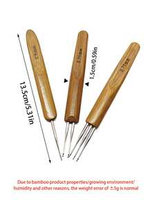 3pcs Carbonized Bamboo Handle Crochet Hooks Set, 0.5mm - 0.75mm - 1.0mm, Bamboo Braiding Hooks Suitable For Braiding, Yarn Crochet DIY Knitting Tools - Carbonized Color - View 9