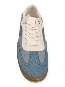 SNEAKERS BASSI IN PELLE SINTETICA E TESSUTO - Blue - View 4
