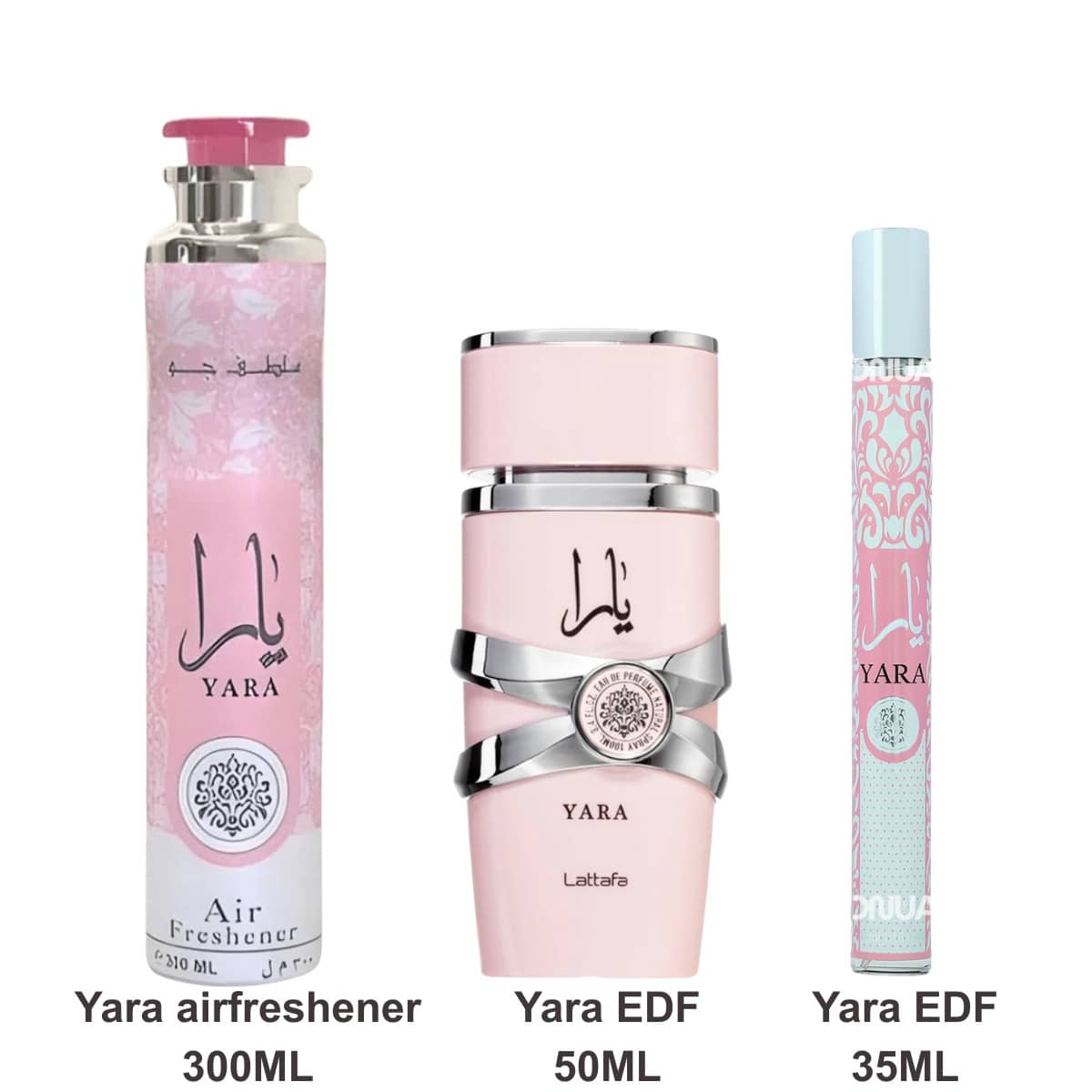 Lattafa Set: Yara Eau de Parfum 50ml & Yara Eau de Parfum 35ml & Yara Ambientador 300ml - Ver 1