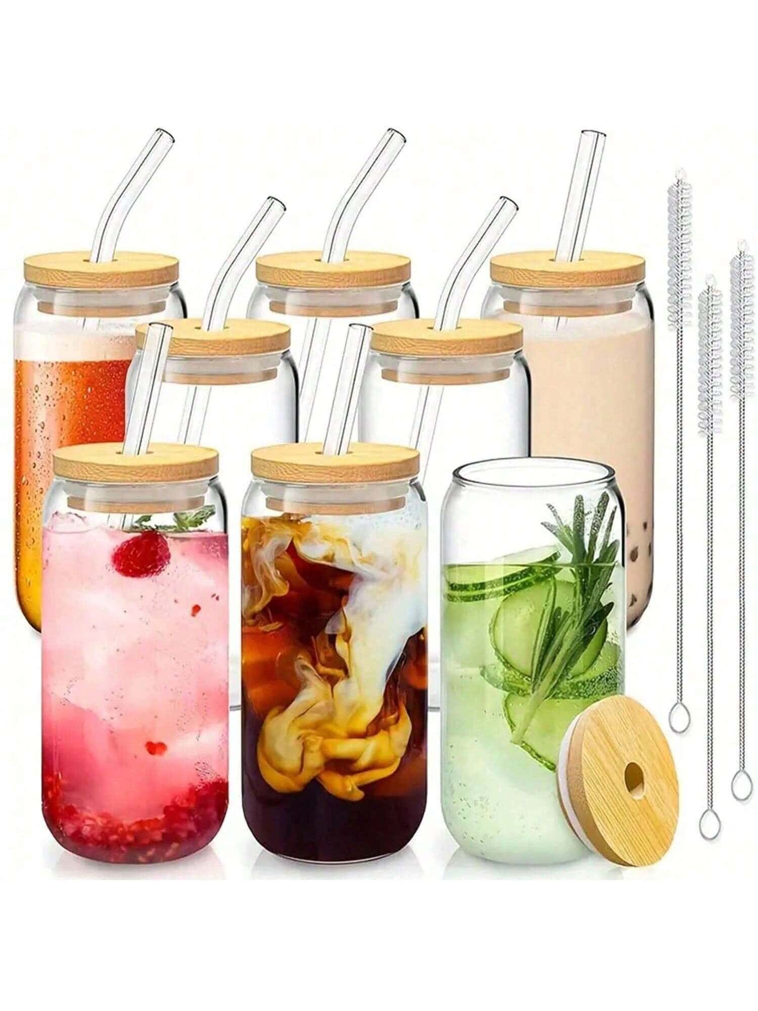 24pcs/Set Glass Cups With Lids And Straws, 16oz Glass Coffee Mugs, Iced Coffee Glasses With Lids And Straws, Suitable For Family Gatherings, Parties, Weddings And Mother's Day Gifts - Clear - View 1