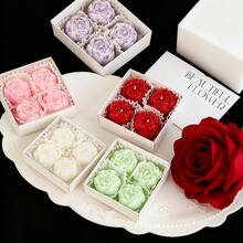 1 Box/4pcs, Candles, Rose Shaped Aromatherapy Candles, Valentine's Day Decoration Candles, Creative Photo Props, Home Decoration Ornaments, Wedding Decoration Candles, Birthday Gifts - Multicolor - View 9