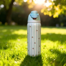 32 Oz Water Bottle Cup Boneyard Vacuum Water Bottle Drinkware Tumbler Stainless Steel Thermal Mug Original Cold Hot Cup OwalaFreeSip - Màu xanh anh đào và trắng - Xem 3