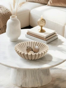 大型装饰碗，砂岩色装饰碗，家居装饰 - 褶皱碗 - 波浪碗 - 扇贝形碗 - 时尚钥匙碗，适合摆放在玄关桌 - 彩色 - 查看 5