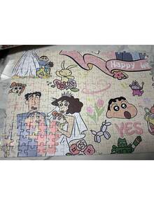 1000片蜡笔小新拼图，成人卡通动漫拼图，蜡笔小新和美冴婚纱拼图，适合作为情人节或朋友礼物 - 彩色 - 查看 4